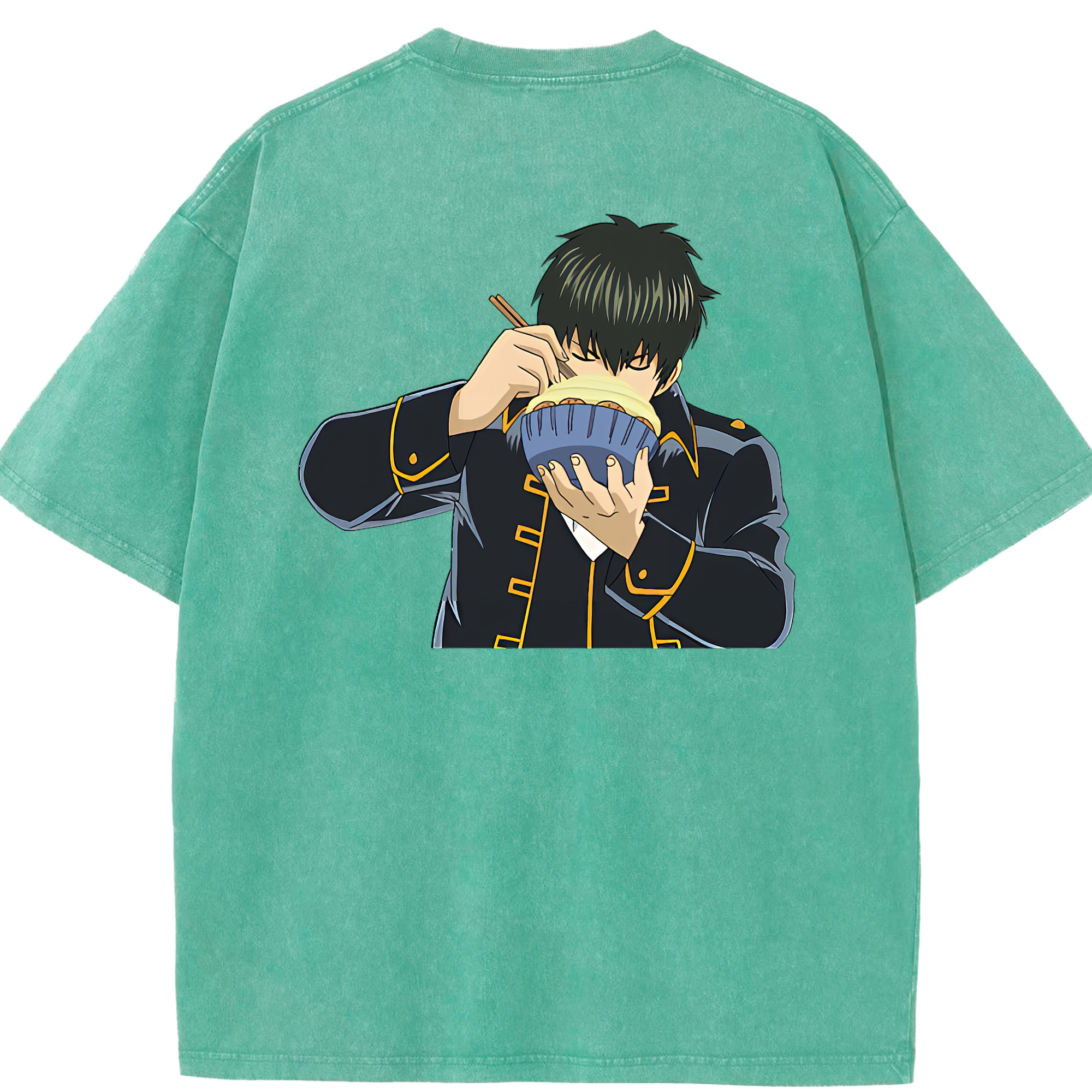 （画像用） ぎんたま 坂田銀時（さかたぎんとき） 神楽 志村新八（しむら しんぱち） GINTAMA Sakata Gintoki Kagura Shimura Shinpachi 綿100% ヴィンテージ風 半袖Tシャツ（背面プリント）